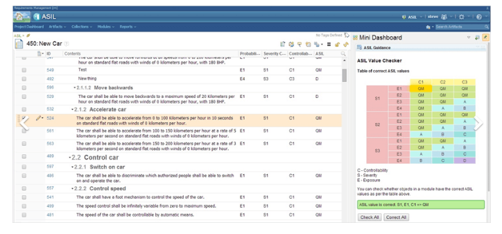 showcase of the requirements management interface through jazz platform